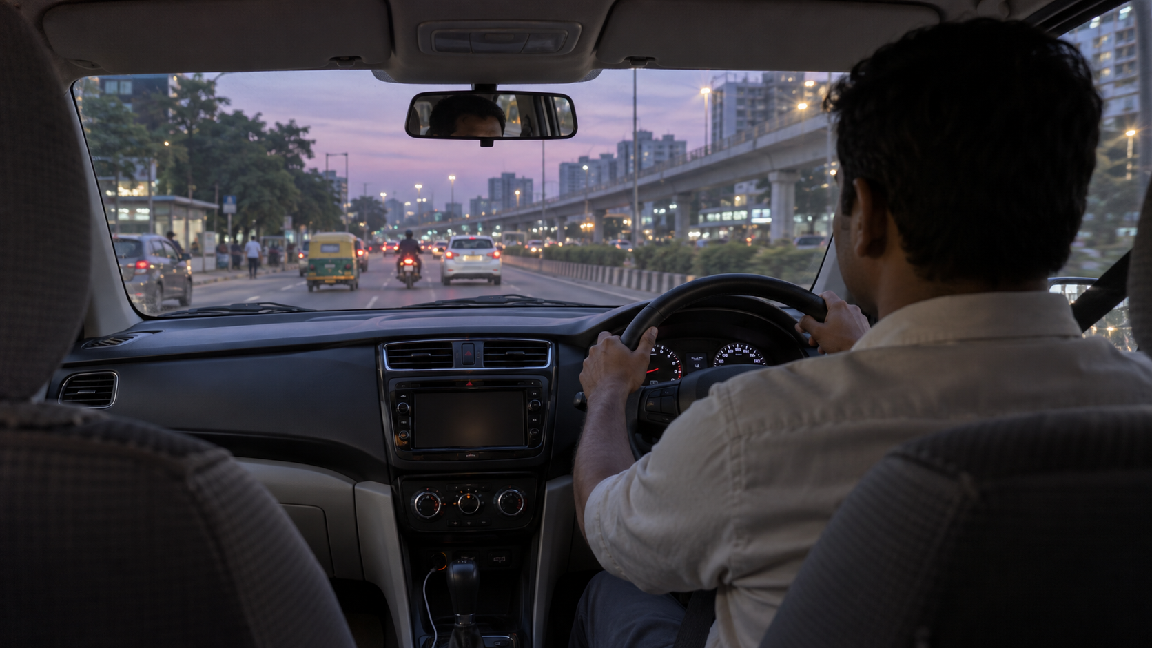 Illustrative AI-generated view from inside a cab