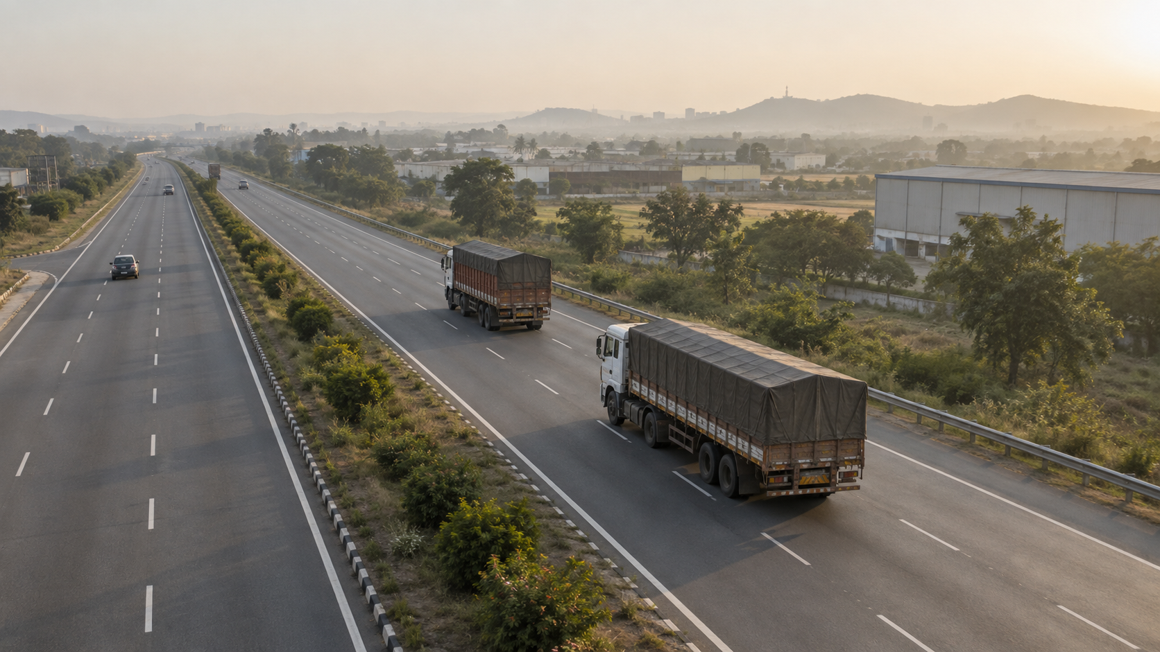 Illustrative AI-generated material transport fleet